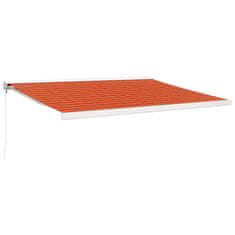 Vidaxl Zložljiva tenda oranžna in rjava 4,5x3 m blago in aluminij