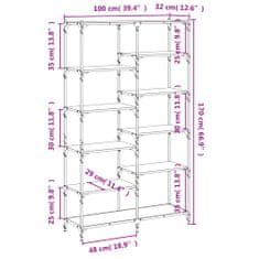 Vidaxl Knjižna polica siva sonoma 100x32x170 cm inž. les in železo