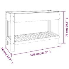 Vidaxl Visoka greda s polico siva 120x50x75 cm WPC