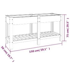 Vidaxl Visoka greda s polico siva 150x50x75 cm WPC