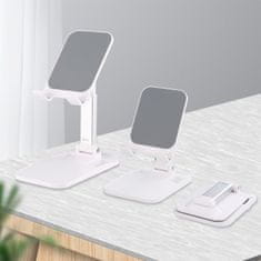 PRO Zložljivo stojalo za telefon, tablični računalnik 4-8'', belo namizno stojalo