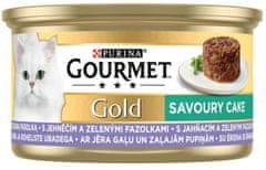 Gourmet Gold Savoury Cake pašteta za odrasle mačke, z jagnjetino in zelenim fižolom, 24 x 85 g