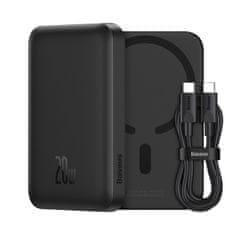 slomart baseus powerbank induktivna 6000mah 20w črna + usb c kabel 60w 0,5m črna