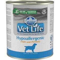 Vet Life Natural Canine Cons. Hypoallergenic Fish &amp; Potato 300 g