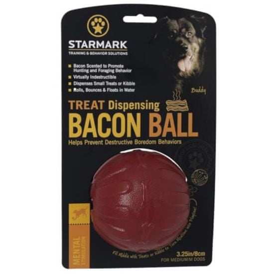 StarMark Igrača Žvečilna žogica Bacon ball 8cm rdeča