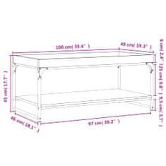 Vidaxl Klubska mizica sonoma hrast 100x49x45 cm inženirski les