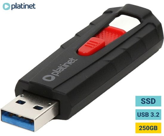 Platinet PMFSSD250 prenosni SSD disk, 250GB, USB 3.2 Gen2, 1000MB/s, črn