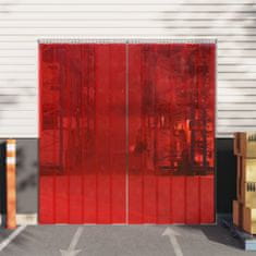 Greatstore Zavesa za vrata rdeča 200 mm x 1,6 mm 10 m PVC