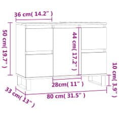 Vidaxl Kopalniška omarica sonoma hrast 80x33x60 cm inženirski les