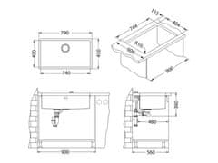 Alveus Quadrix 60 Monarch enojno korito, antracit