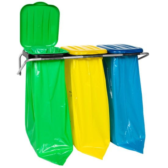 NEW Stenski nosilec za ločevanje odpadkov 3 barve - 120L vrečke