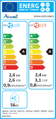 Stenska klimatska naprava Airwell XDAW-023R brez zunanje enote 2,35 kW - bela - z montažo 