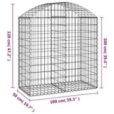 Vidaxl Obokana gabionska košara 100x50x100/120 cm pocinkano železo