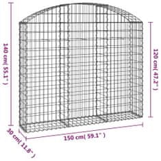 Vidaxl Obokana gabionska košara 150x30x120/140 cm pocinkano železo