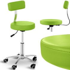 NEW Kozmetični stolček Hocker stol z naslonom na kolesih do 150 kg TERNI zelen