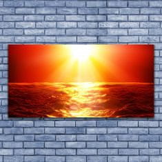 tulup.si Slika na akrilnem steklu Sunset sea wave 140x70 cm 4 obešalnika