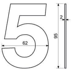 Richter hišna številka št. 2 95 mm iz nerjavečega jekla