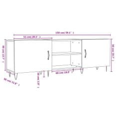 Vidaxl TV omarica bela 150x30x50 cm inženirski les