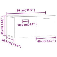 Vidaxl Stenska omarica bela 80x36,5x35 cm inženirski les