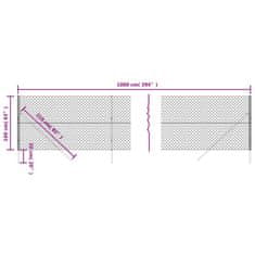 Vidaxl Mrežna ograja srebrna 1,6x10 m