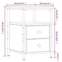 Vidaxl Nočna omarica 2 kosa črna 34x35,5x50 cm inženirski les