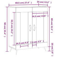 Vidaxl Komoda visok sijaj bela 69,5x34x90 cm inženirski les