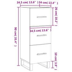 Vidaxl Komoda bela 34,5x34x90 cm inženirski les