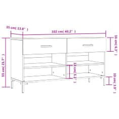 Vidaxl Regal za čevlje visok sijaj bel 102x35x55 cm inženirski les