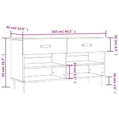 Vidaxl Klop za čevlje bela 102x35x55 cm inženirski les