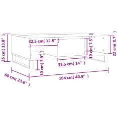 Vidaxl Klubska mizica visok sijaj bela 104x60x35 cm inženirski les