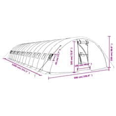 Vidaxl Rastlinjak z jeklenim ogrodjem zelen 70 m² 14x5x2,3 m