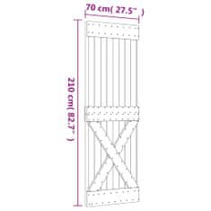 Vidaxl Drsna vrata s kompletom vodil 70x210 cm trdna borovina