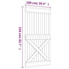 Vidaxl Drsna vrata s kompletom vodil 100x210 cm trdna borovina