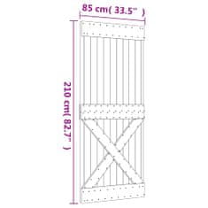 Vidaxl Drsna vrata s kompletom vodil 85x210 cm trdna borovina