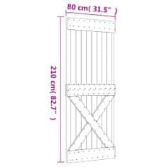 Vidaxl Drsna vrata s kompletom vodil 80x210 cm trdna borovina