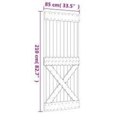 Vidaxl Drsna vrata s kompletom vodil 85x210 cm trdna borovina