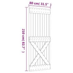 Vidaxl Drsna vrata s kompletom vodil 80x210 cm trdna borovina