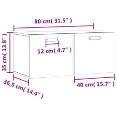 Vidaxl Stenska omarica črno 80x36,5x35 cm inženirski les