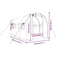 Vidaxl Rastlinjak z jeklenim ogrodjem zelen 8 m² 4x2x2 m