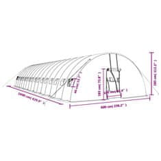 Vidaxl Rastlinjak z jeklenim okvirjem bel 96 m² 16x6x2,85 m