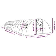 Vidaxl Rastlinjak z jeklenim ogrodjem zelen 64 m² 16x4x2 m