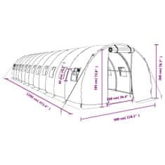 Vidaxl Rastlinjak z jeklenim ogrodjem zelen 36 m² 12x3x2 m