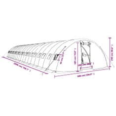 Vidaxl Rastlinjak z jeklenim okvirjem bel 100 m² 20x5x2,3 m