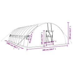 Vidaxl Rastlinjak z jeklenim ogrodjem zelen 60 m² 10x6x2,85 m