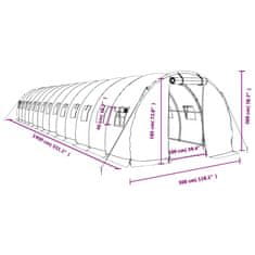 Vidaxl Rastlinjak z jeklenim ogrodjem zelen 42 m² 14x3x2 m