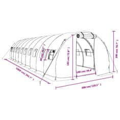 Vidaxl Rastlinjak z jeklenim ogrodjem zelen 30 m² 10x3x2 m