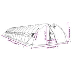 Vidaxl Rastlinjak z jeklenim ogrodjem zelen 80 m² 16x5x2,3 m