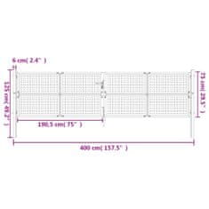 Vidaxl Vrtna vrata antracitna 400x125 cm jeklo