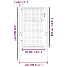 Vidaxl Vrtna vrata antracitna 105x175 cm jeklo