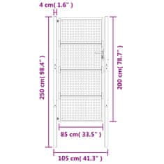 Vidaxl Vrtna vrata antracitna 105x250 cm jeklo